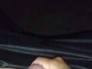 Sexy guy jacking off in front of a bunch of men in open adult theater while watching tranny porn 3