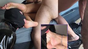 720p - Loser Cuckold Licks Cum and Squirt - Sexy Hot Wife Fucks her Date while Humiliating her Cuck Making Him lick cum of her Feet - 2 angles - SQUIRT - CUM LICK - CUCKOLD - FOOT WORSHIP - FOOT HUMILIATION - TRAMPLE - FOOTJOB - CUMSHOT - DOMINATION - HU