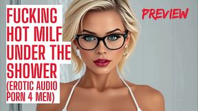 Hot milf gives handjob then fucks in the shower