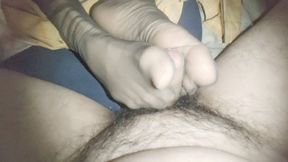 Asian close-up pantyhose footjob series 57