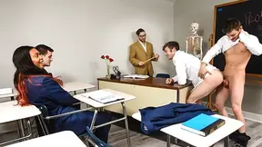 Classroom-based 3some with Johnny Rapid, Grant Ryan, and Aaron London