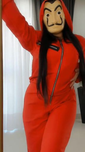 Thrilling moment from &quot;La casa de papel cosplay big ass latina teasing at the pole and giving the hottest JOI&quot;