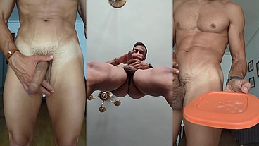 Video personalizado para un fan: me desnudo, muestro mi cuerpo desnudo y mi gran polla, me pajeo y me corro mucho sobre una superficie