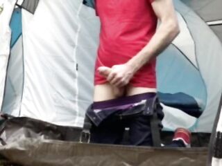 Camping jerk off - open tent door public exhibitionism - caught