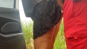 Mature Cuckold Wife Masturbates in Car, Husband Drives to Abandoned Farm for Public Doggy Creampie