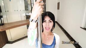 ”Shemale fucks & jerks until cumshot”