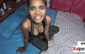 Skinny amateur Thai teen Cherry loves playing with big balls