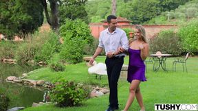 Two sweaty studs pound Jaylah's petite blonde twat into oblivion