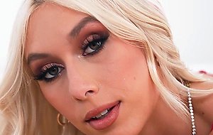 Platinum blonde Kay Lovely teasing us as she fingers her twat