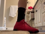 Black and red Nike elite socks with red Jordan retro
