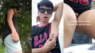 Watch Discreet Troye, the Pinoy Basketball player, snake his Ginormous Wiry Trouser while getting off in public