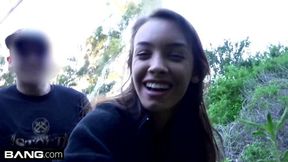 Charity Crawford gets her petite pussy stretched outdoors