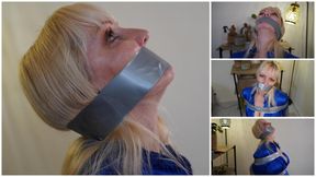 Wraparound Tape Gag Slow Neck Stretching and Gag Talking....