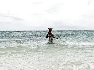 Monika Fox Swims In Sea And Screws Twat With A Large Sextoy On A White Sand Beach