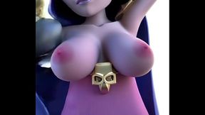 La bruja de Clash Royale mostrando las tetas
