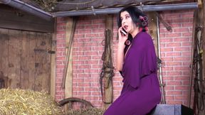 Hot anal sex with sexy brunette at the barn