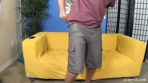 Teen girl plays with her boner and gets pumped