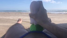 fucking pocket pussy at the beach in arroyman thong