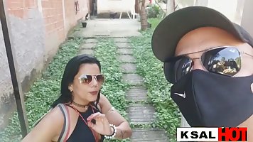 Brunette who likes to have sex is doing it with two guys at the same time