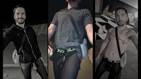 Walking Through the City in See-through Leggings (bulge Meggings)