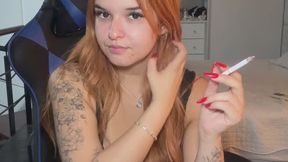 Redhead waiting for companions.