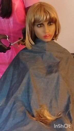 Julia ebony sex doll slave blonde bobcut