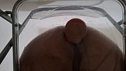 POV: Dirty Talk Fat Ass Trans Raven Facesitting and Anal Creampie after Riding Dildo through Transparent Chair