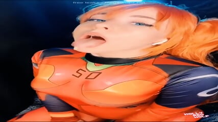 BJ Queen MollyRedWolf Cosplays Asuka Shinji And Swallows Cum