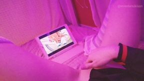 Kawaii girl gets desperate while watching herself squirt