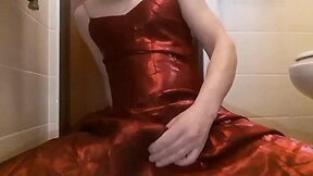 Crossdresser in red dress