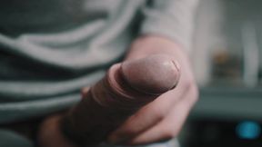White uncut dick pulsating cum in 4K