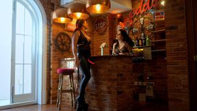 Lesbian Dominatrix fucks Hot bartender