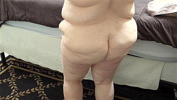 Close up of best big fat ass white pawg milf masturbation - thick curvy bbw mature maid lady cleaning naked in no panties and flashing huge tits and playing with pussy - busty natural boobs