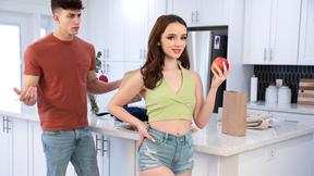 ”Big round ass petite stepsister comforts sad step sibling with her teen beaver”