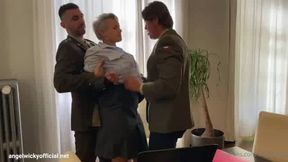 czech Angel wicky  busty police officer was porn by 2 horny solders with double penetration