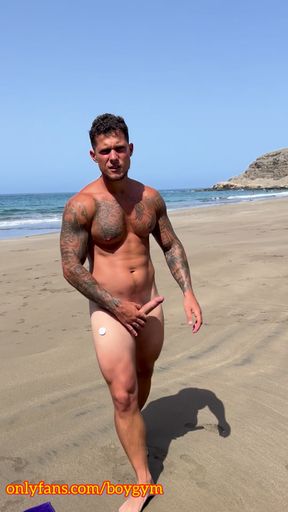 My cock in the public beach!