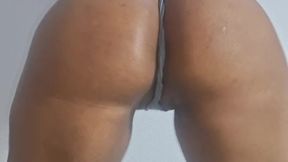 beautiful brunette with a big ass in a dress and thongs lets her ass be fucked because she is a whor