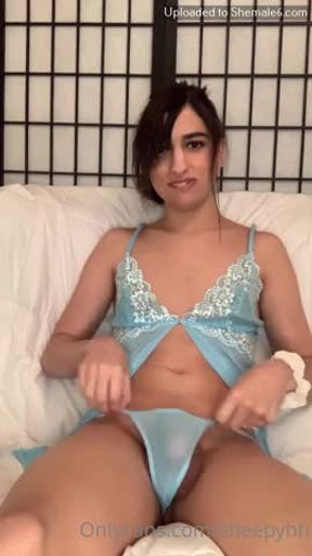 Big balls cums through underwear