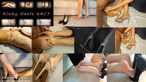 24h cumshot routine of a 24-7 highheels wearing wife - Multiple Cum on feet in high heels and walking around with cum in heels