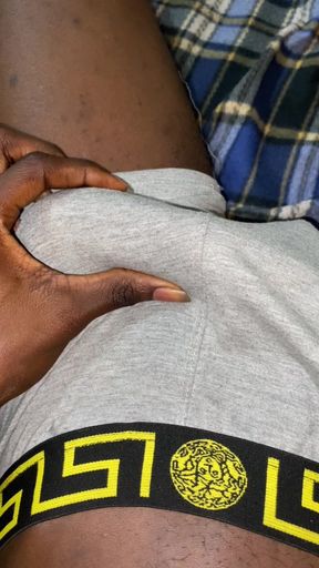 Got caught stroking my big black cock