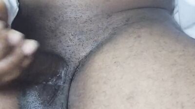 Long dick play with crotch pinching fetish - big black dick cums