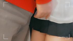 Crazy Dirty Fantasy!!! Petting In The Public Place Girl In Short Skirt In The Bus. Sexy Ass