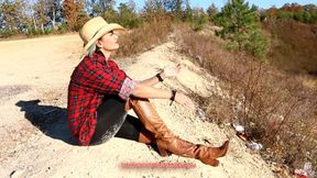 Cassandra Laine & Jane Domino Enjoying the View from a Ledge in Thigh High Boots