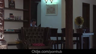 Old business man fucks too horny hot young girlfriend caught masturbating