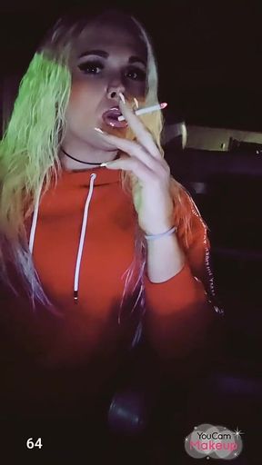 Hot Tranny Smoking 120's in Public
