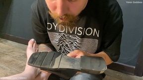 Pathetic slave's eating street dirt from My summer shoes soles