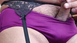 Vintage purple lingerie cumming