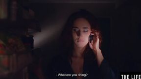 ”Horny ginger Emily J is fingering her holes on the couch”