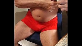 Cock stiff as a pole and helped by tits being sucked