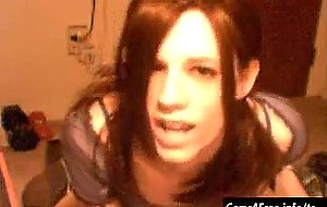 Amateur teen tranny honey fucking herself by lovely vibrator